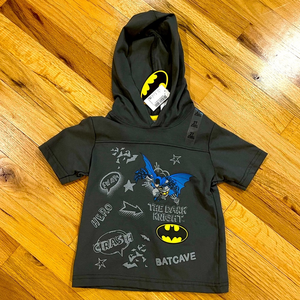 Children’s Place DC Batman Short Sleeve Hooded Top - comic book tee 100% cotton